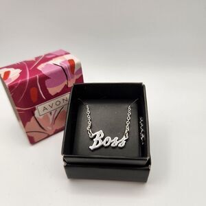 NIB Avon BOSS Silvertone Necklace